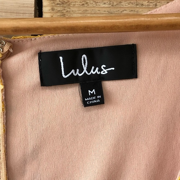 LULUS Lilian Yellow Lace Fitted Mini Dress, Size M - Picture 7 of 9